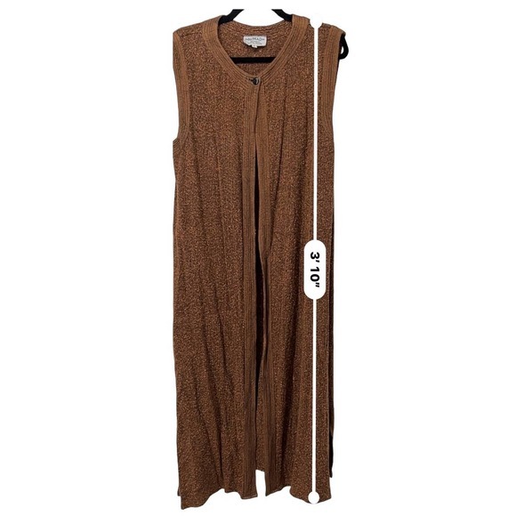 Nomad Made in Morocco Orange and Black Sleeveless Long Cardigan Size L - Picture 3 of 4